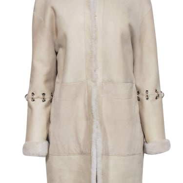 Elie Tahir - Beige Lamb Leather & Fur Reversible Coat Sz M