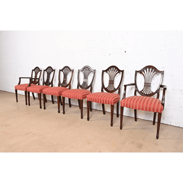 Stickley Federal Mahogany Shield Back Dining Chairs, Set of Six