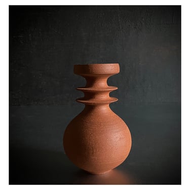 Seconds Sale- SHIPS NOW- Flanged Terra Cotta colored Stoneware Vase 