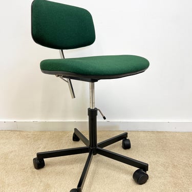 vintage Danish modern Kevi Jorgen Rasmussen upholstered task office adjustable desk chair dark green mid century 