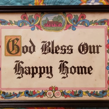 God Bless Our Happy Home wall plaque 1975 Home Service Insurance Co 100th Anniversary Religious home decor 