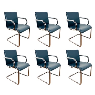 #1262 Set of 6 Nienkamper Chrome Dining Chairs