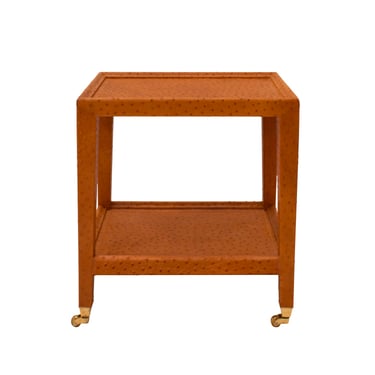Karl Springer Unique "Telephone Table" in Camel Ostrich Skin 1980s