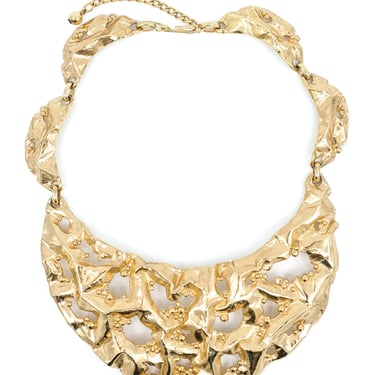 Gold Tone Brutalist Collar Necklace