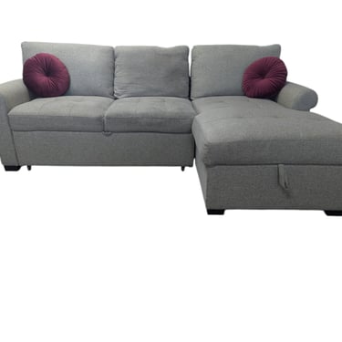 Grey Sectional with Pullout & Storage