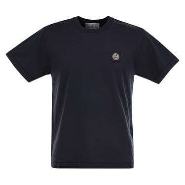 Stone Island Men Short-Sleeved T-Shirt With Compass Logo Patch
