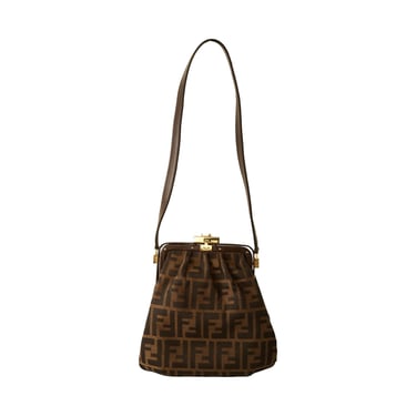 Fendi Brown Zucca Kisslock Bag