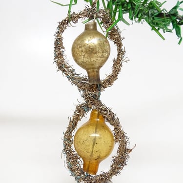 Antique Early 1900's Victorian Double Tinsel and Mercury Glass Christmas Ornament, Vintage Holiday Decor 