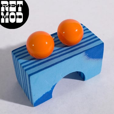 Cute Vintage 60s 70s Orange Round Earrings 