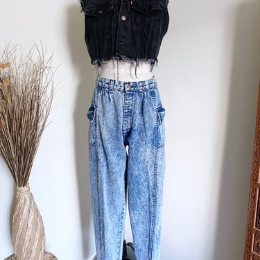 Vintage 90's Acid Washed Denim with Detailed Pockets, 28