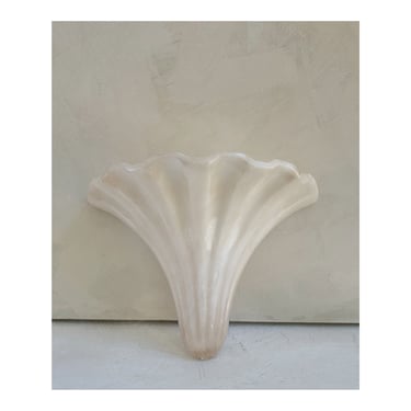 Vintage French White Stone Marble Sconce or Wall Pocket, Wall Decor, European style, minimalist design style, vintage marble fluted ruffled 