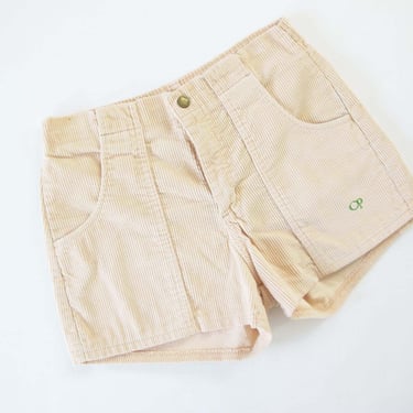 Vintage 70s Tan OP Corduroy Shorts 26-28 S M - 1970s Ocean Pacific Beige Cords 