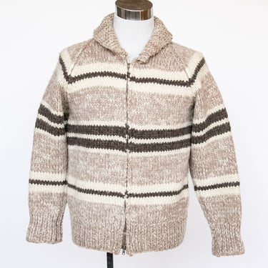 1960s Sweater Cowichan Zip Cardigan Wool Knit M 