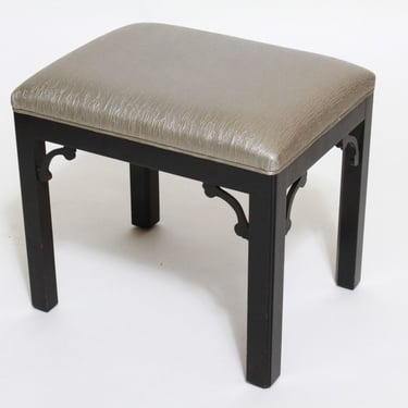 Chinoiserie Black Lacquered Footstool