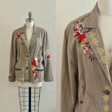 vintage johnn was jacket floral embroidered blazer 