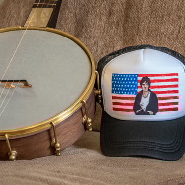 Ready to Ship | Trucker Hat | Hand Printed | Bruce | Black Hat 