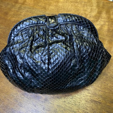 Vintage Black Snakeskin Purse Jay Herbert Leather Clutch Bag 