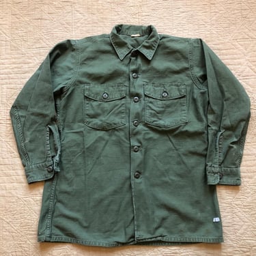 70s Army Sateen Shirt Jacket Medium 