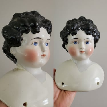Large Antique China Doll Head with Visible Ears and Repair - 6.5