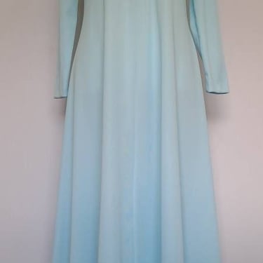 Vintage 1970's JCPenney Long Sleeve Light Blue Fringe Empire Waist Maxi Dress 