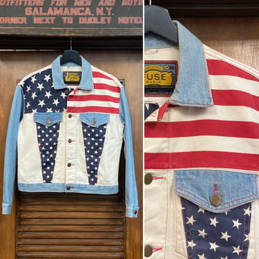 Vintage 1990’s American Flag Denim Jacket, 90’s Trucker Jacket, Vintage Denim, Vintage Americana, Vintage Clothing 