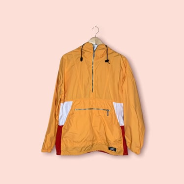 L.L Bean Vintage 90’s Orange Nylon Rain Pullover Hoodie Parka Jacket Sz Medium Anorak 