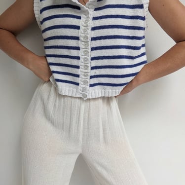 90s Ocean Striped Knitted Crop Vest