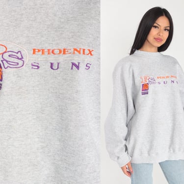 Phoenix Suns Sweatshirt 90s Arizona Basketball Shirt NBA Graphic Sweater AZ Sports Pullover Crewneck Heather Grey Vintage 1990s xl 2xl xxl 