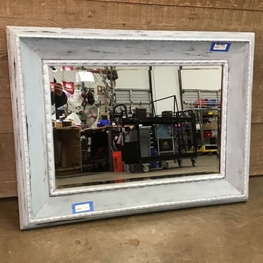 Large Blue Beveled Mirror (Tacoma)