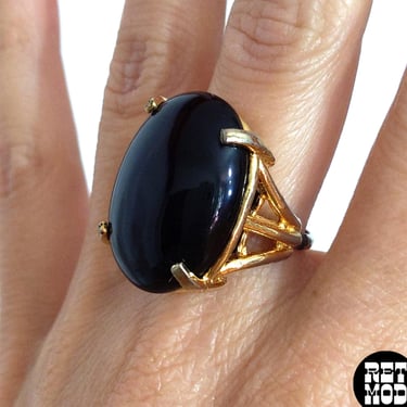 Large Vintage 60s 70s Black Oval Cocktail Ring by Napier 