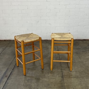 Rush woven bar stools -pair 