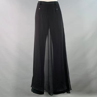 GIVENCHY Size 8 Black Acetate Blend Silk Double Layer Dress Pants