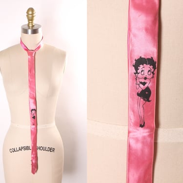 1980s Pink Satin Betty Boop Novelty Skinny Tie 