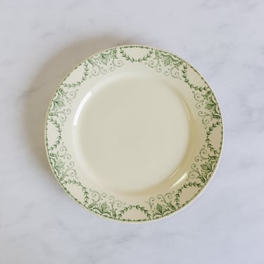 antique french sarreguemines transferware dinner plates, set of 8