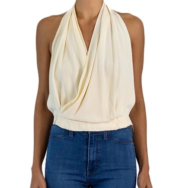 1950S Saks Cream Rayon Crepe Halter Top 