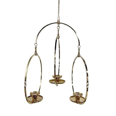 MCM Swivel Hanging Candelabra, 3 Votive Candle Holder, Kinetic Spinning Sculpture, Vintage Midcentury Modern Glam Decor 
