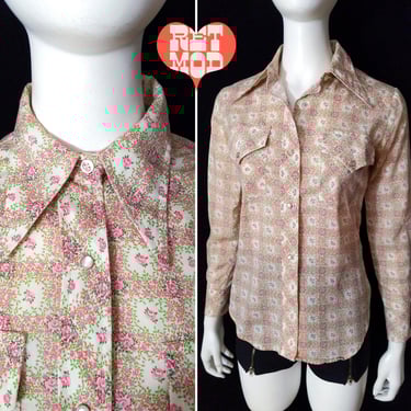 Vintage 50s SUMMIT Light Pink Rayon Gabardine Shirt w Vintage 50s SUMMIT Light Pink Rayon Gabardine Shirt w