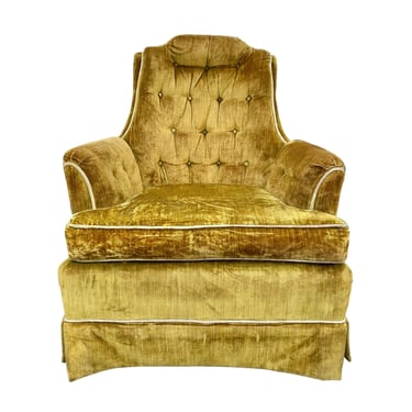 Antique Upholstered Yellow Antique Chair Tufted Velvet Lounge