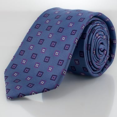 Silk Woven Tie - Blue Square Pattern | English Laundry | 