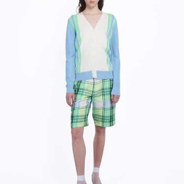 Anna Sui Capri Plaid Bermuda Shorts - Lime Multi