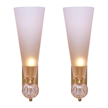 Murano Glass Pink “Imperium” Sconces