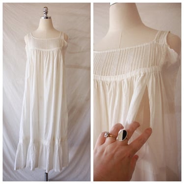 Edwardian White Cotton Nursing Nightgown Sleeveless Boho Cotton Dress Size S/M 