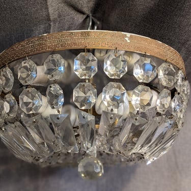 Vintage Semi Flush Crystal Chandelier