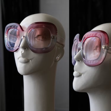 Vintage 60s PIERRE CARDIN styled French Space Age Exaggerated Mauve Ombre Lucite Sunglasses | Made in France | 1960s French Designer Glasses 