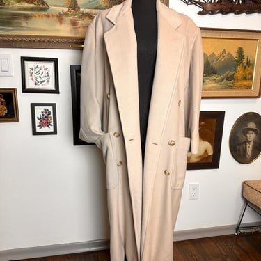 Vintage Donna Karen Cashmere Long Coat Union Made Size 8 or Large/XL 