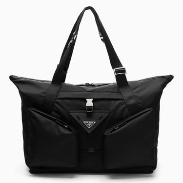 Prada Re-Nylon And Black Leather Travel Bag Men