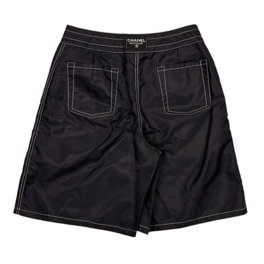 Chanel Black Nylon Logo Shorts