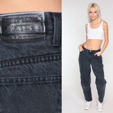 Black Faded Glory Jeans Vintage Relaxed Mom Jeans Tapered Jeans 90s High Waisted Jeans 1990s Denim Pants Small Medium 28 