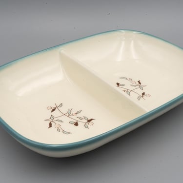 Brock of California Divided Dish, Harmony House Teal California Wildflower | Vintage Mid Century Modern Dinnerware Serveware 