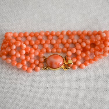 1960s Faux Coral Bead Bracelet 